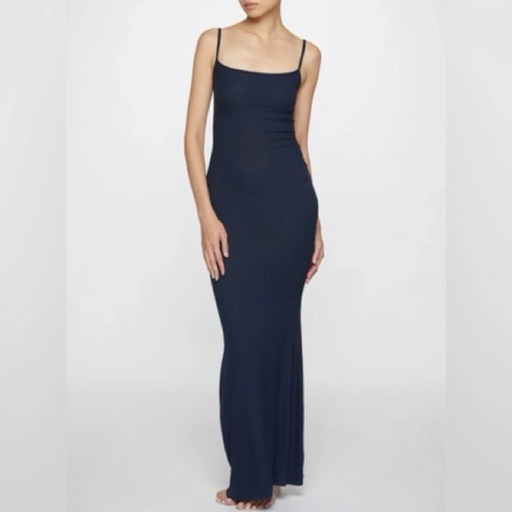 SKIMS Navy Lounge Sleeveless Maxi Dress L - Picture 4 of 9